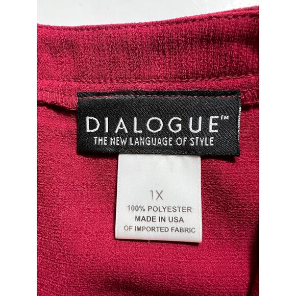 1X Red CARDIGAN Button Front Textured Stretch Poly Crepe 18W 20W Dialogue QVC - Picture 8 of 9